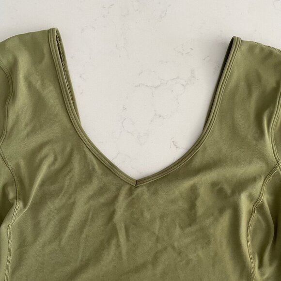 Lululemon Align SS Crop Nulu T Shirt Top Athletic Activewear Bronze Green Sz 8 - Picture 8 of 13